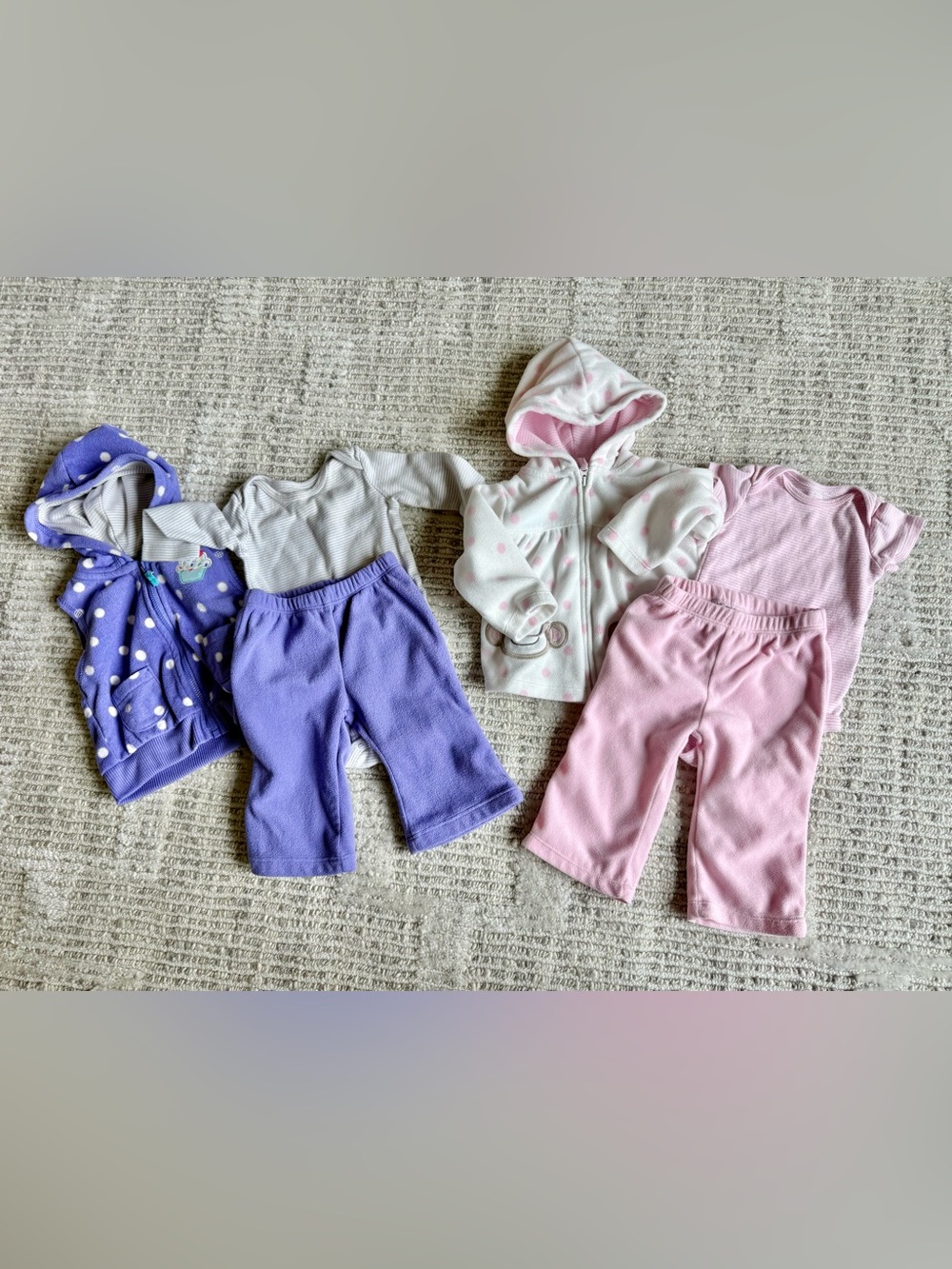 Carter's Purple, Pink and White Baby Matching Sets